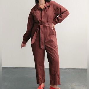 NWT Darling Society belted jumpsuit sable rust colorway size s